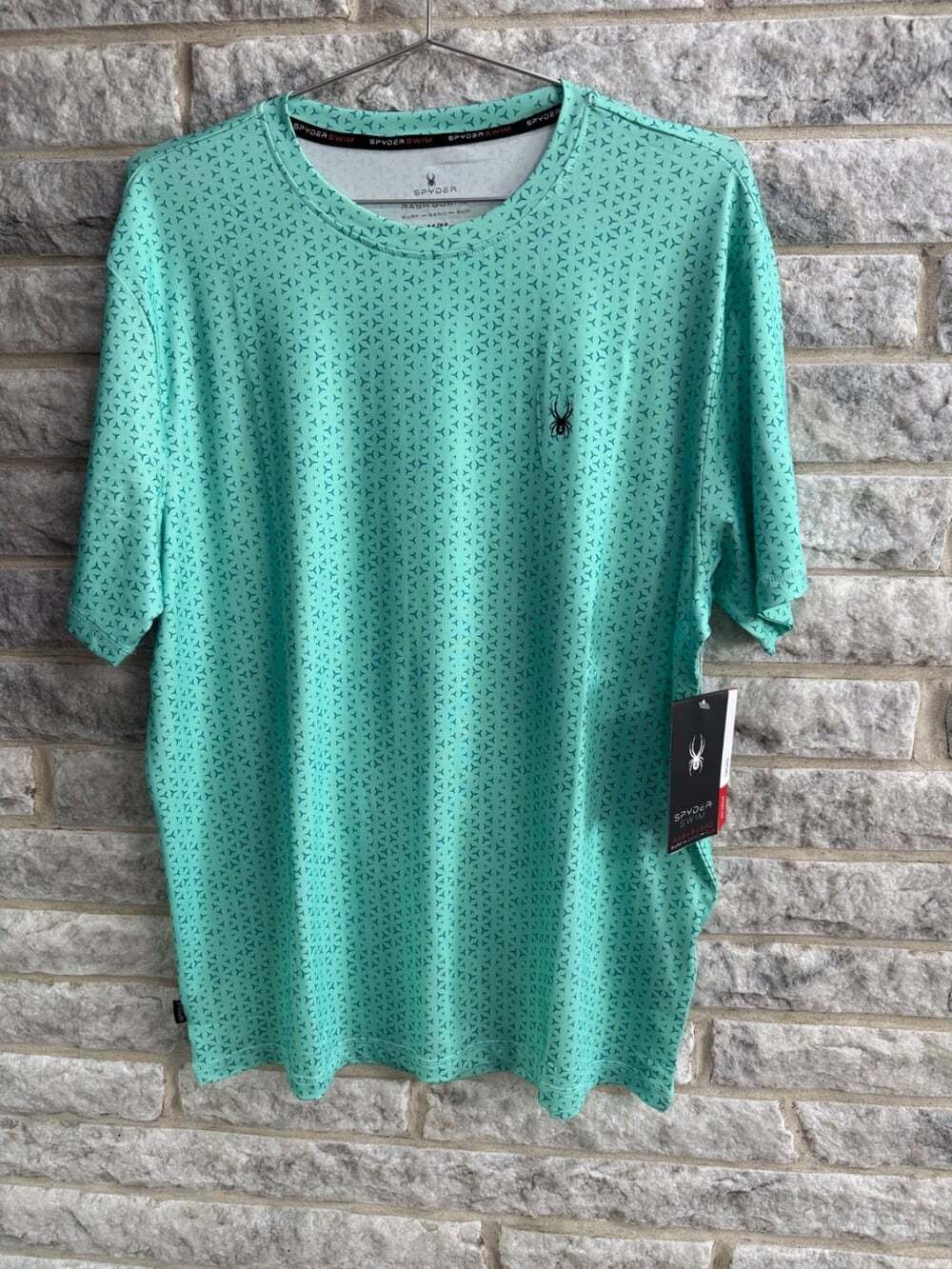 Spyder Swim Men’s Rash Guard Shirt M -Green UPF 30+ Quick Dry Surf Swim Tee NWT